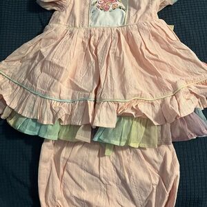 Charming Pink Kids Dress with Floral Embroidery
